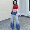 Indigo Straight Printed Washed Jeans