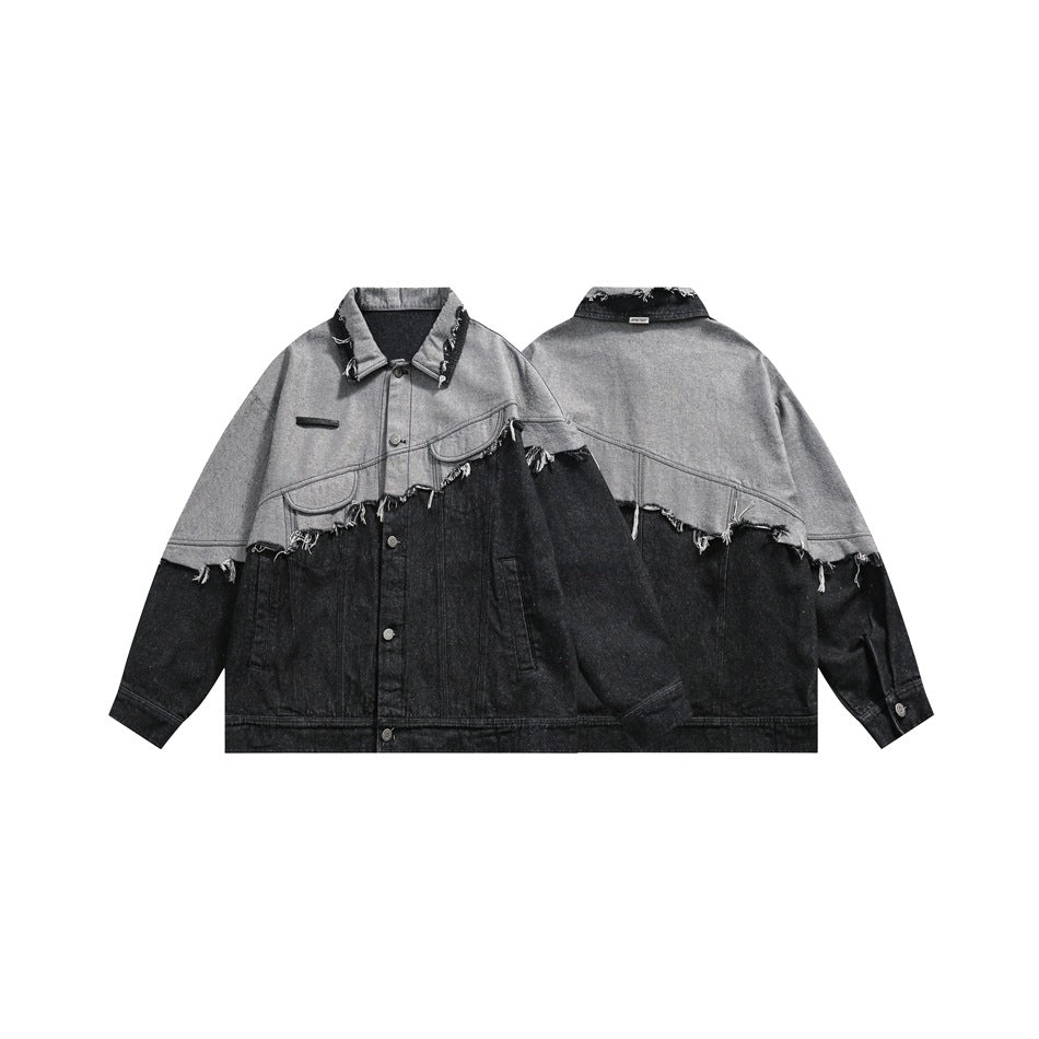 District Men's Lapel Denim Jacket