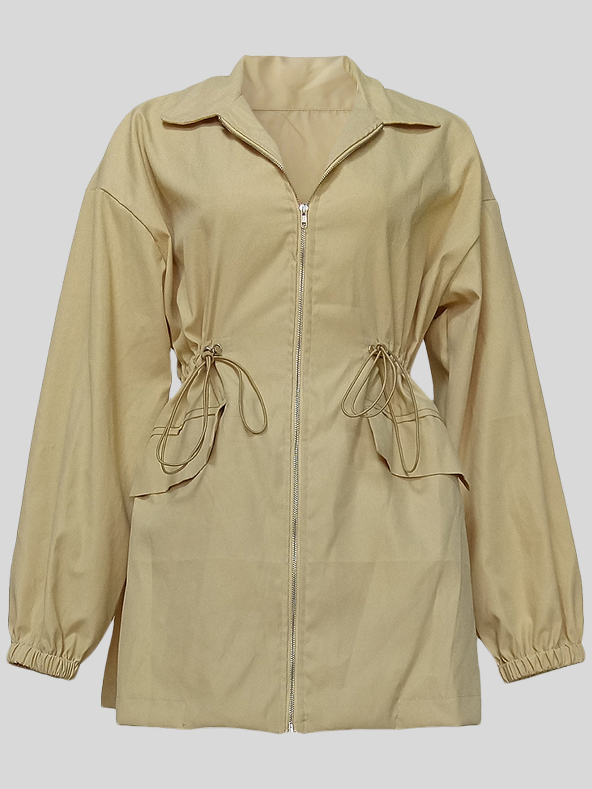 Lumen Mid-Length Drawstring Trench Coat