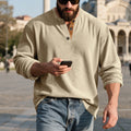 Metro Men's Corduroy Long-Sleeve Retro Henley Shirt