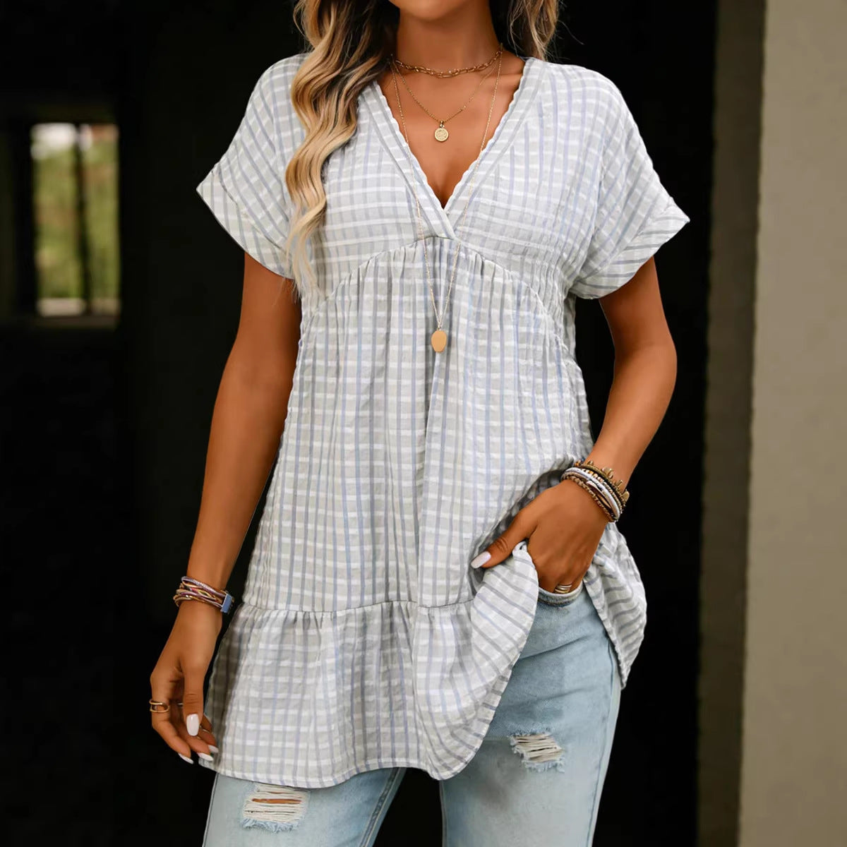 Nova Relaxed Plaid Shirt Dress
