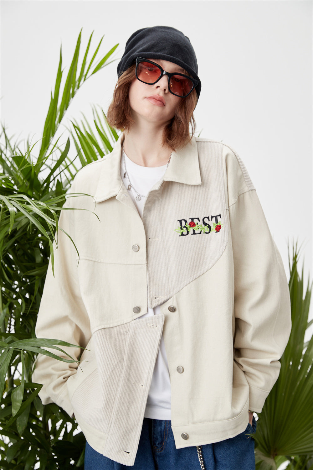District Men's Letter-Print Embroidered Jacket