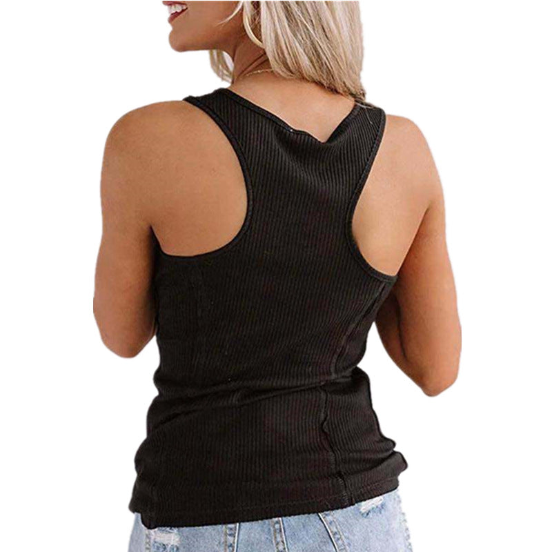 Aurelia Button Solid Tank Top
