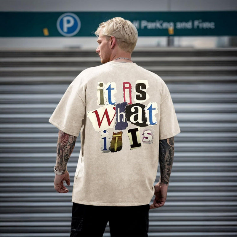 Archive Men's Oversized Letter-Print Printed T-Shirt