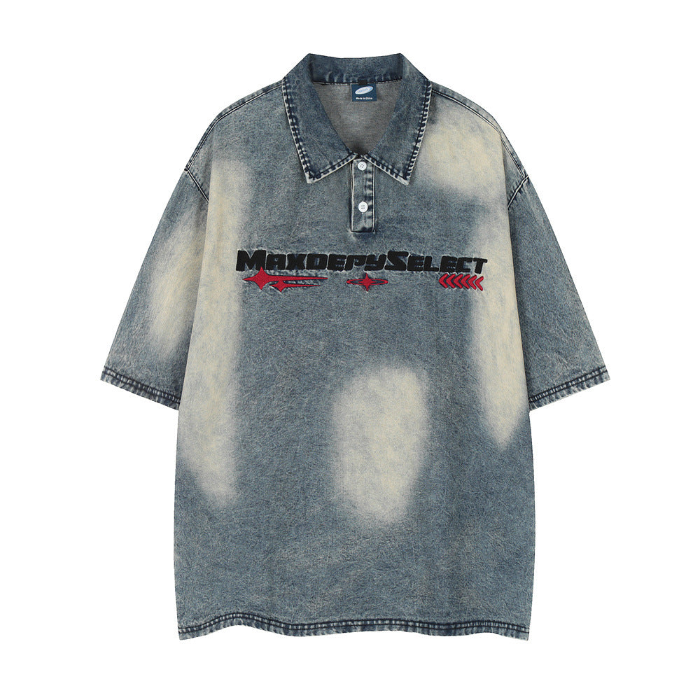 Metro Men's Denim Short-Sleeve Polo Shirt