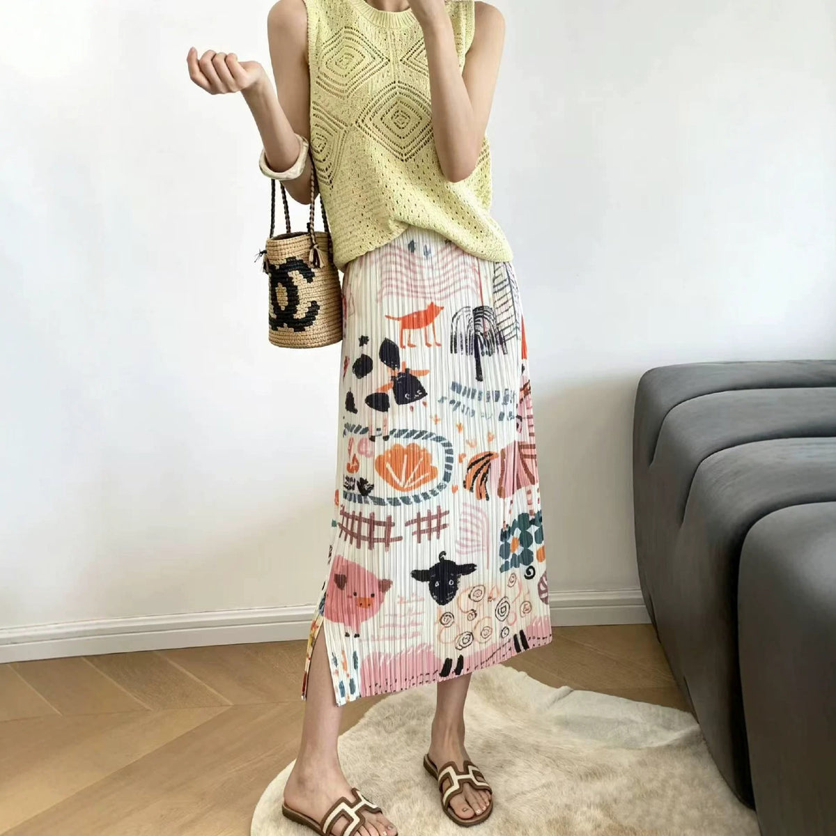Sway Graffiti Pleated Skirt