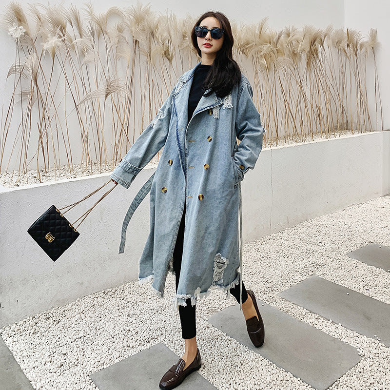 Lumen Denim Retro Trench Coat