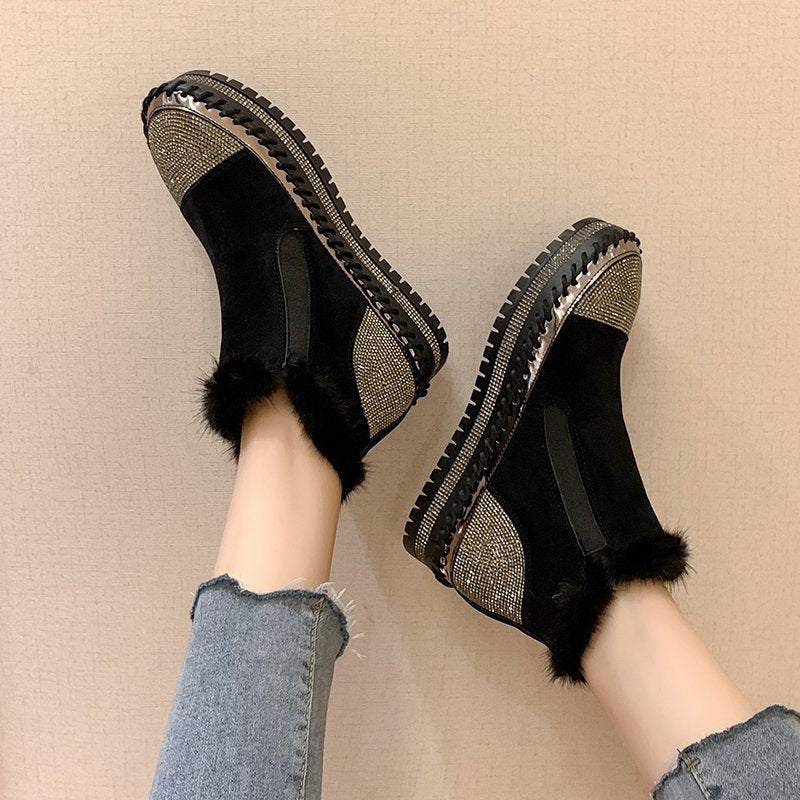Stride Platform Rhinestone Ankle Boots