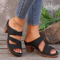 Stride Chunky Block-Heel Solid Slides