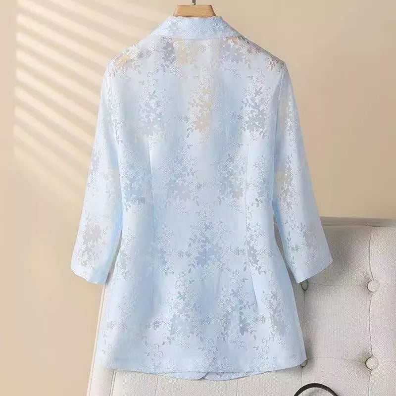 Aurelia Cropped Jacquard Blazer