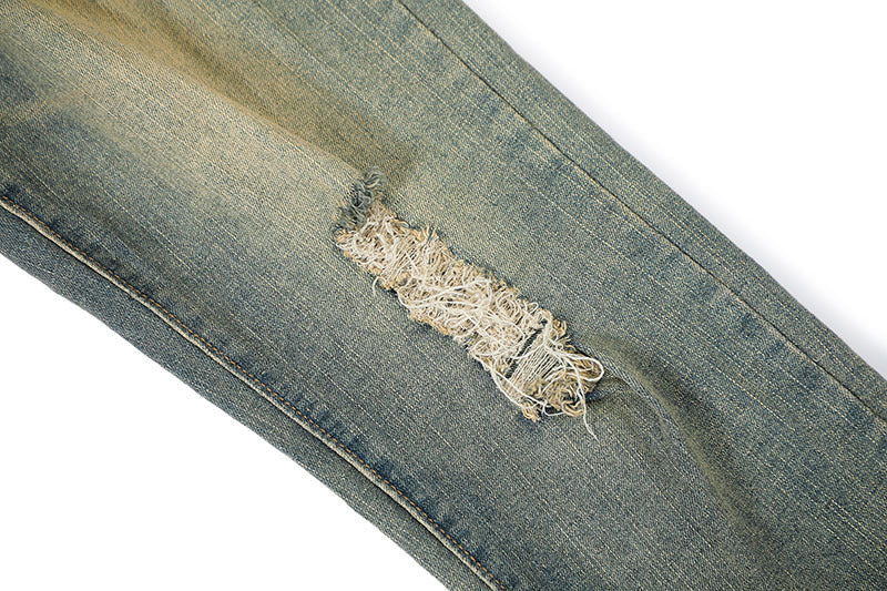 Indigo Men's Ripped Straight Jeans