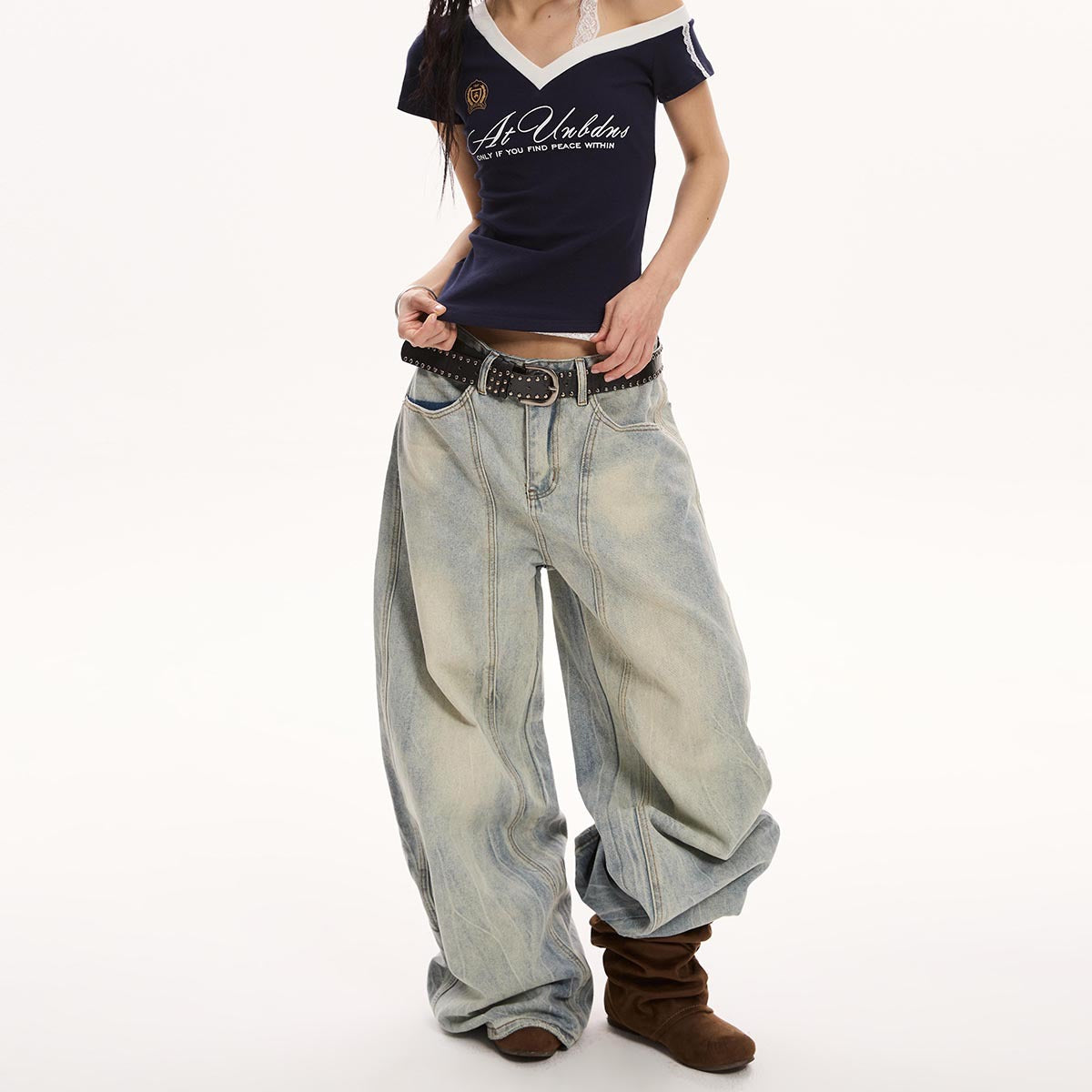Indigo Relaxed Retro Wide-Leg Jeans