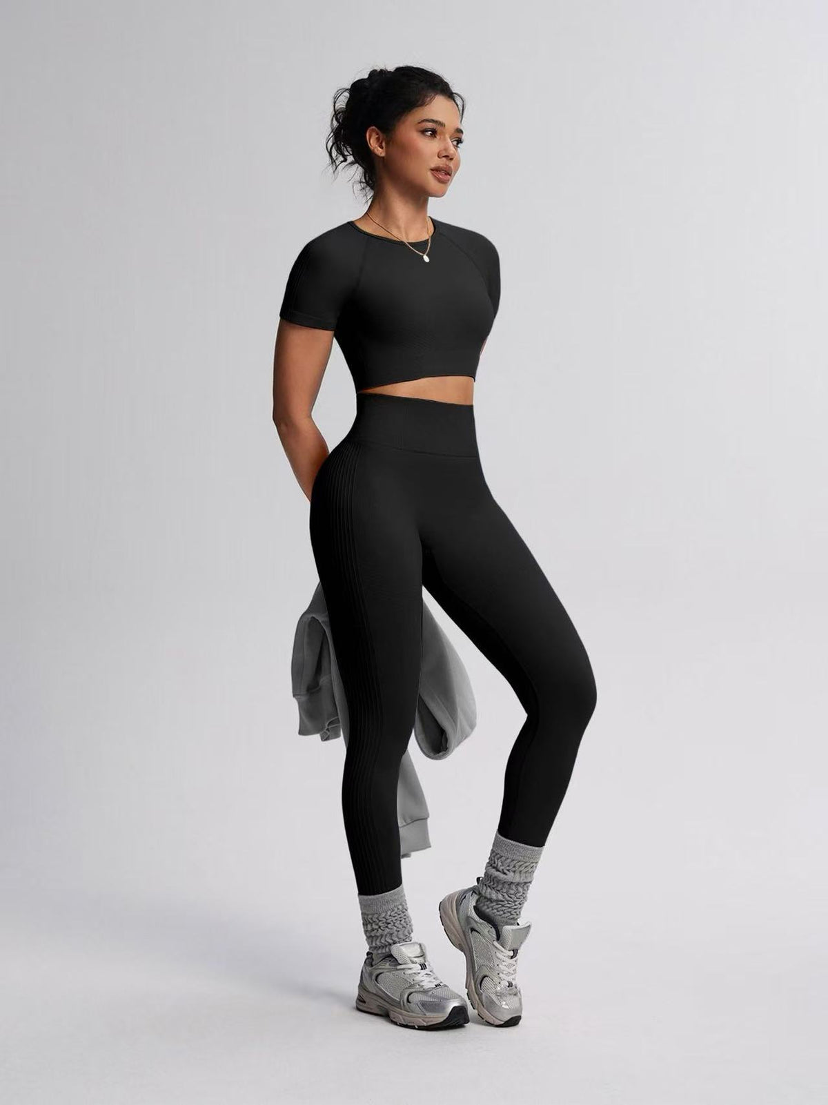 SculptForm Ribbed Seamless High-Waist Two-Piece Set