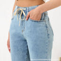 Indigo Wide-Leg Straight Jeans