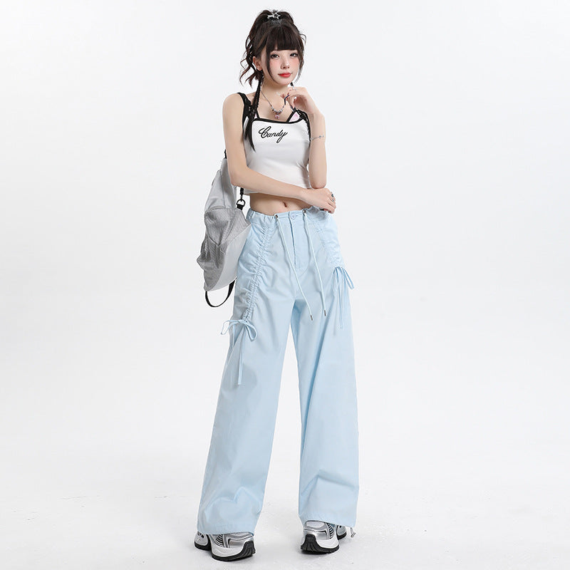 Rover Wide-Leg Straight Drawstring Cargo Pants