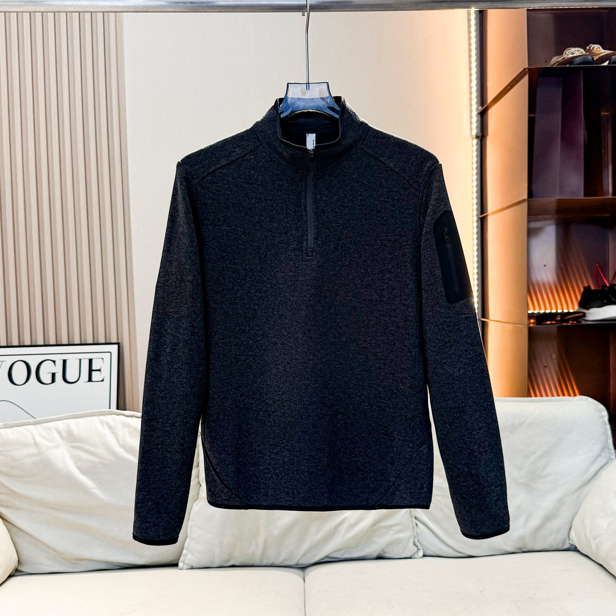 Atlas Men's Fleece-Lined Knit Stand-Collar Pullover