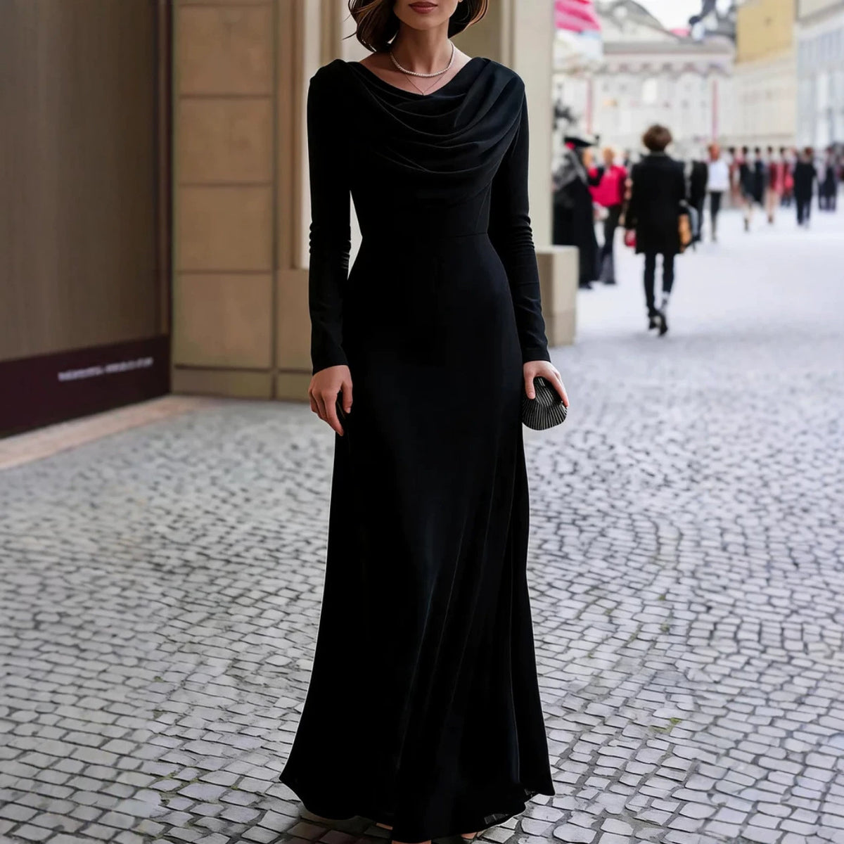 Nova Long-Sleeve Halter Maxi Dress
