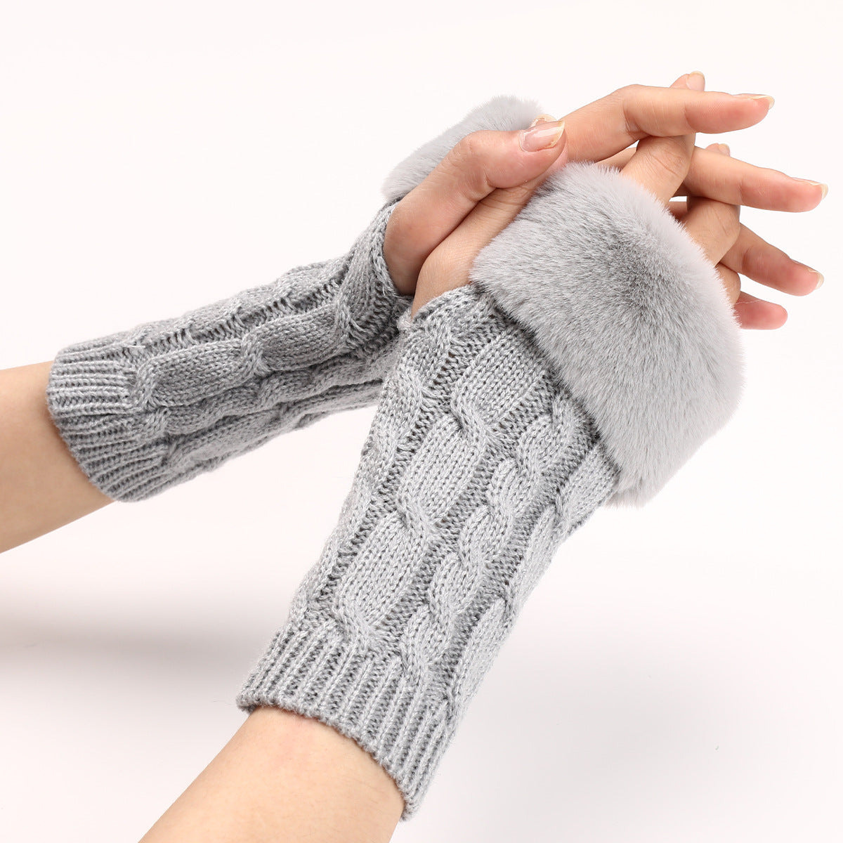 Ember Wool Cable-Knit Knit Arm Warmers