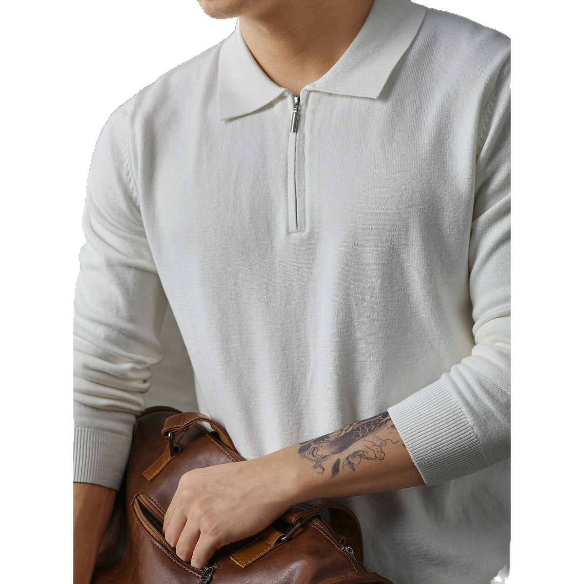 Atlas Men's Knit Long-Sleeve Polo Shirt