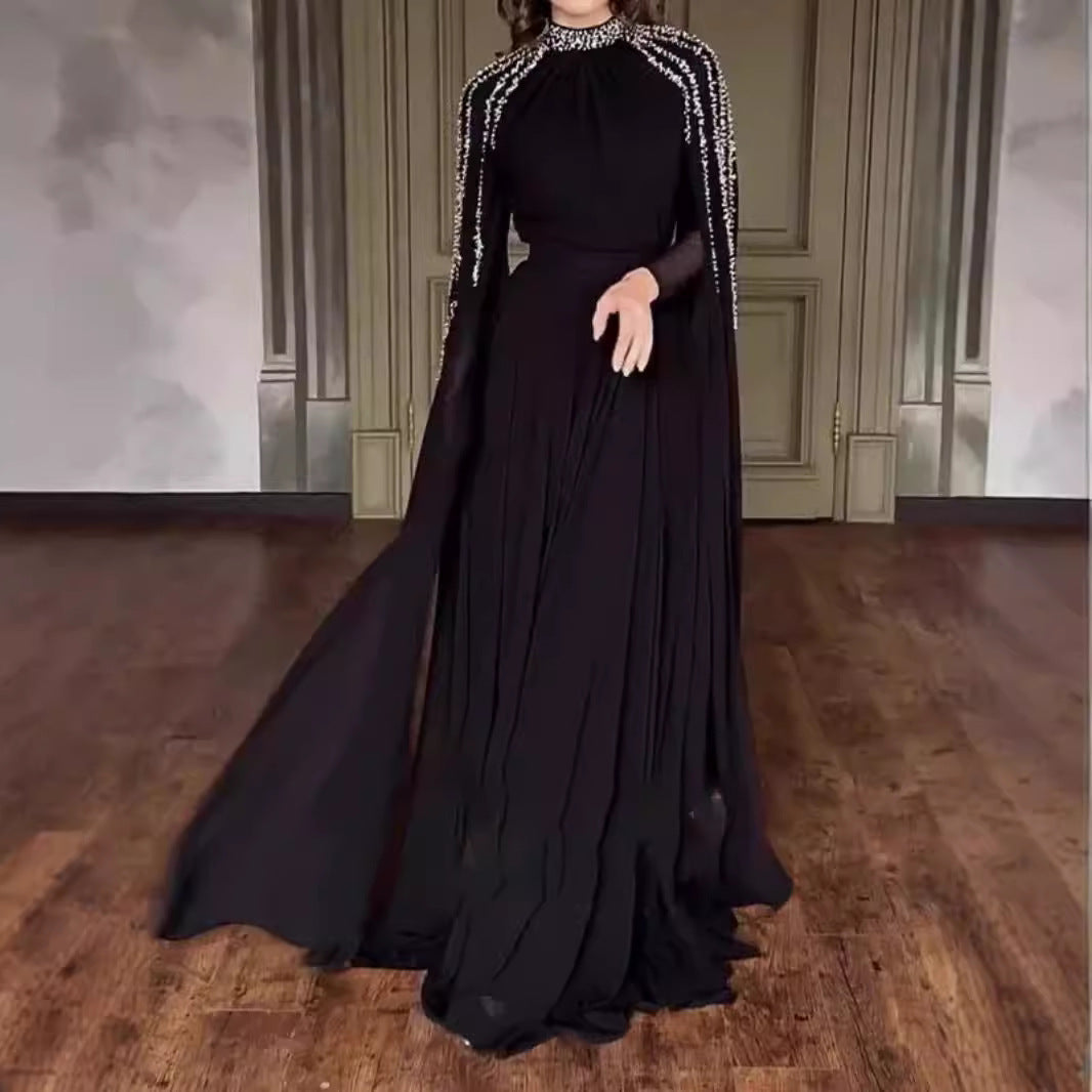 Nova Long-Sleeve Rhinestone Maxi Dress
