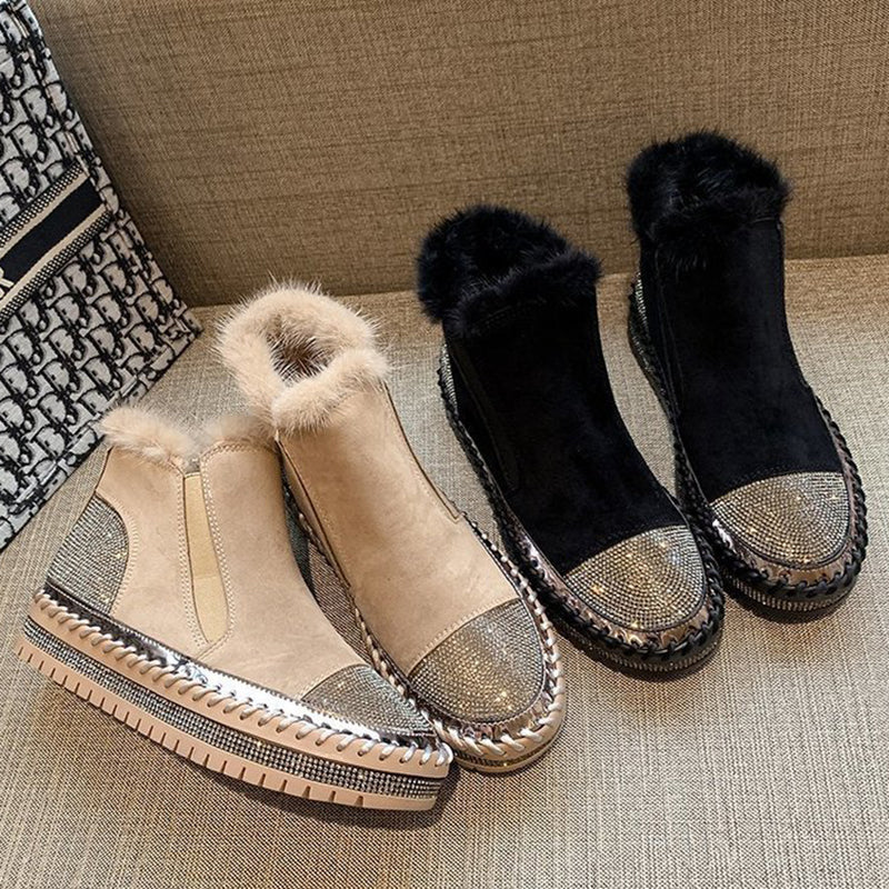 Stride Platform Rhinestone Ankle Boots