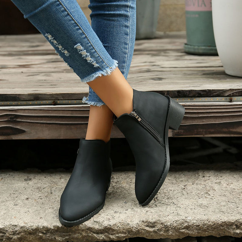 Stride Chunky Zip Water-Resistant Ankle Boots