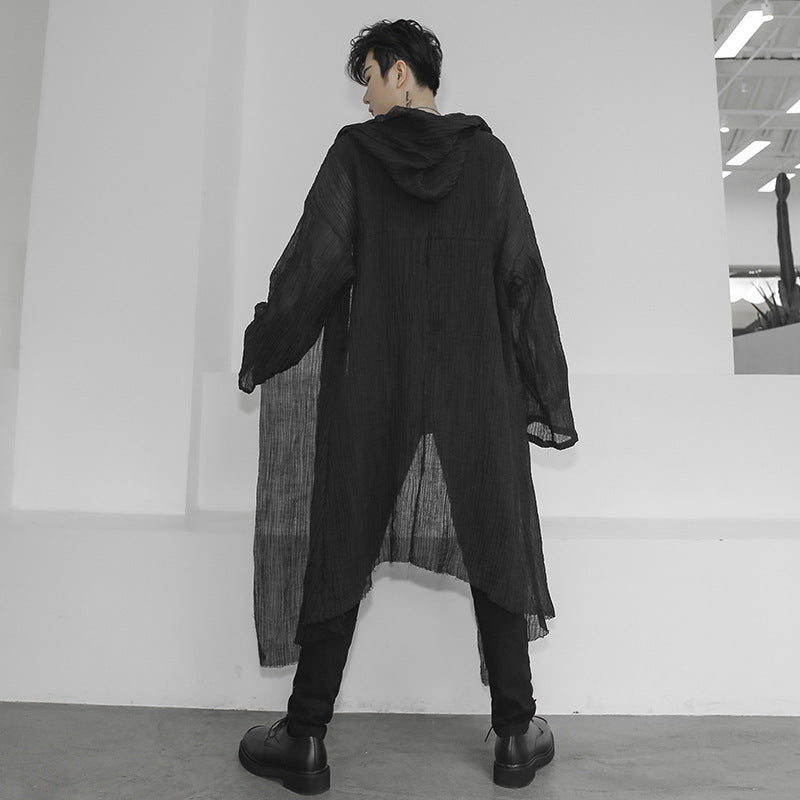 Metro Men's Long Hooded Linen Shirt