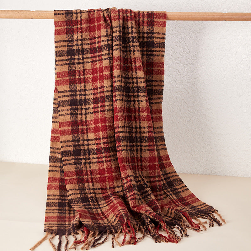 Ember Plaid Thick Scarf
