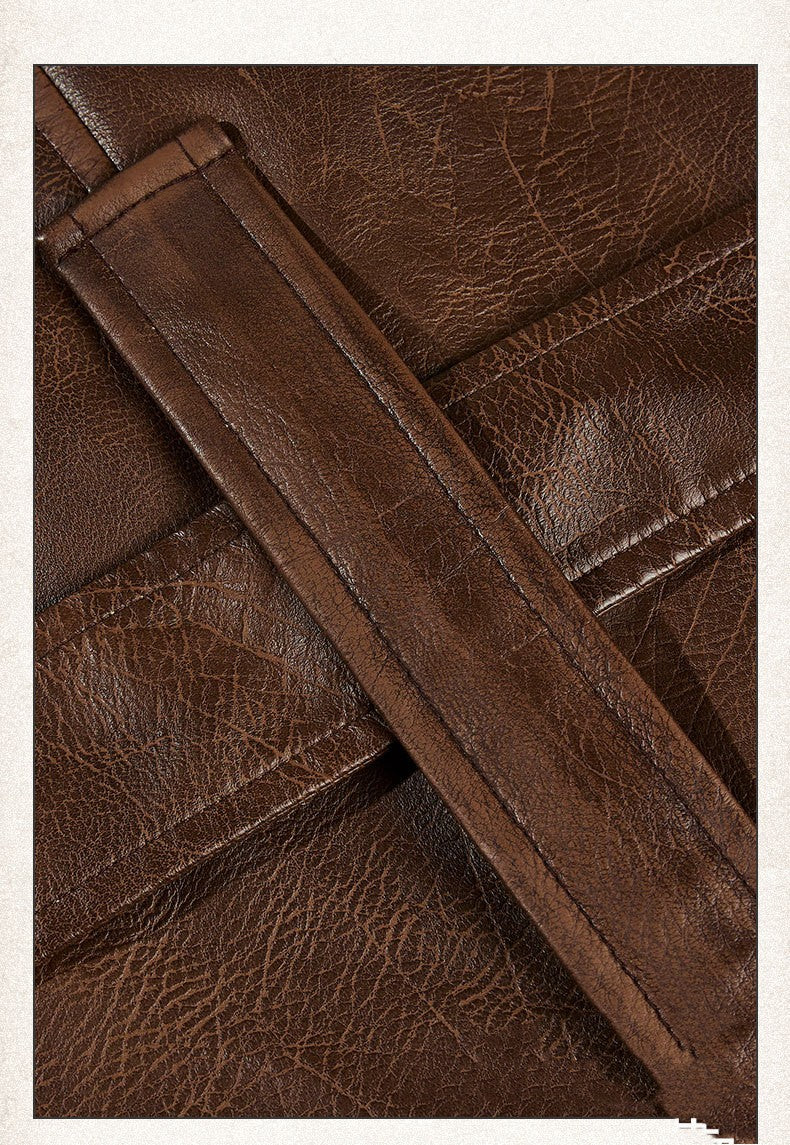 Halo Leather Mid-Length Trench Coat