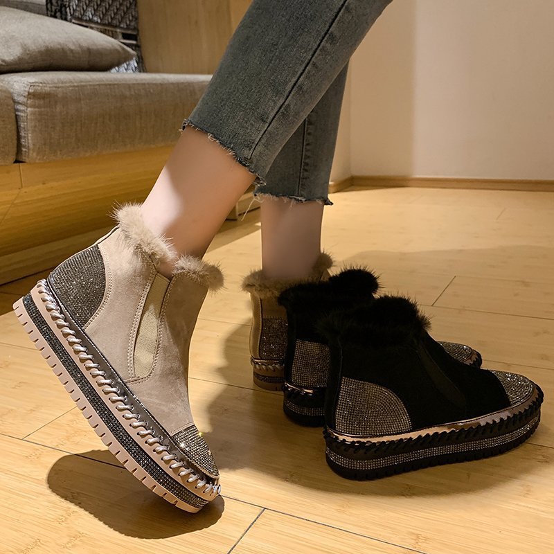 Stride Platform Rhinestone Ankle Boots