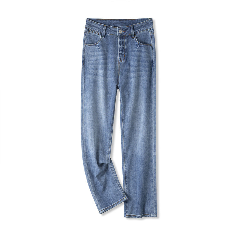 Indigo Cropped Straight Jeans