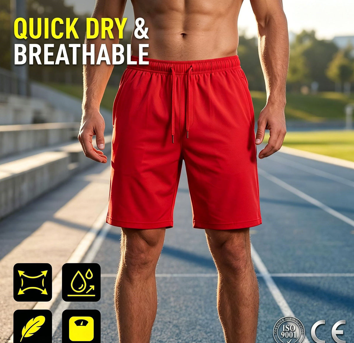 Velocity Men's Quick-Dry Zip Breathable Shorts