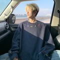 District Men's Crew-Neck Tie-Dye Embroidered Sweatshirt