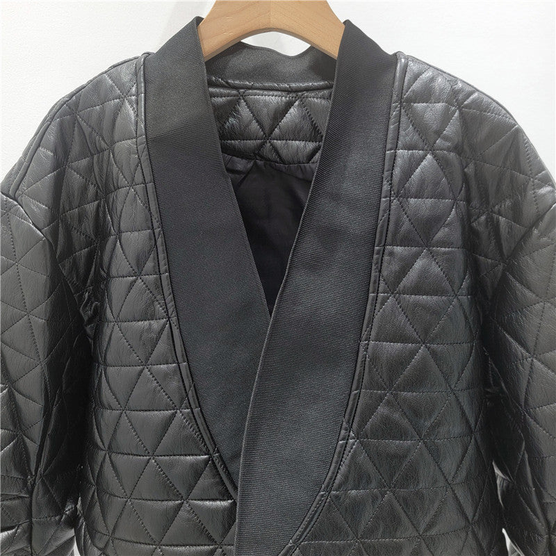 Halo Leather Quilted Biker Jacket
