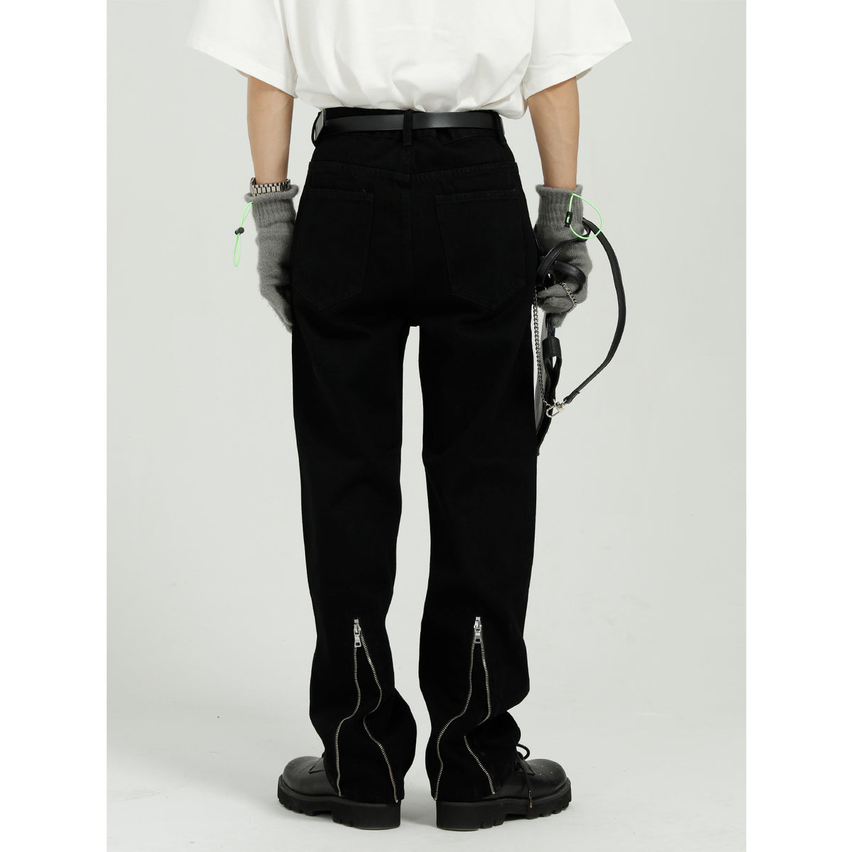 Indigo Relaxed Straight Zip Jeans