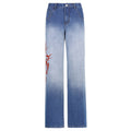 Indigo Straight Printed Washed Jeans