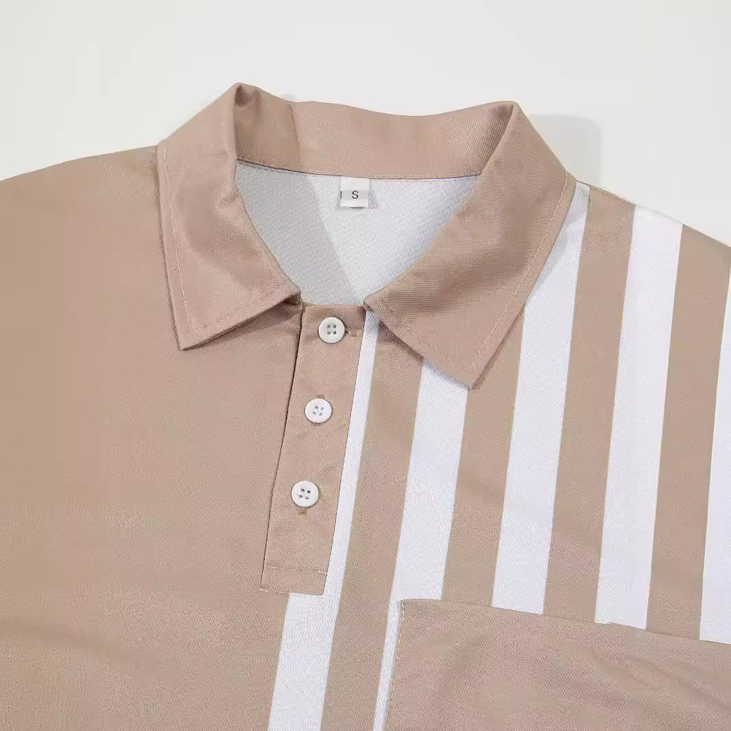 Metro Bexley Men's Lapel Striped Polo Shirt