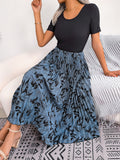 Nova High-Waist Pleated Printed Midi Dress