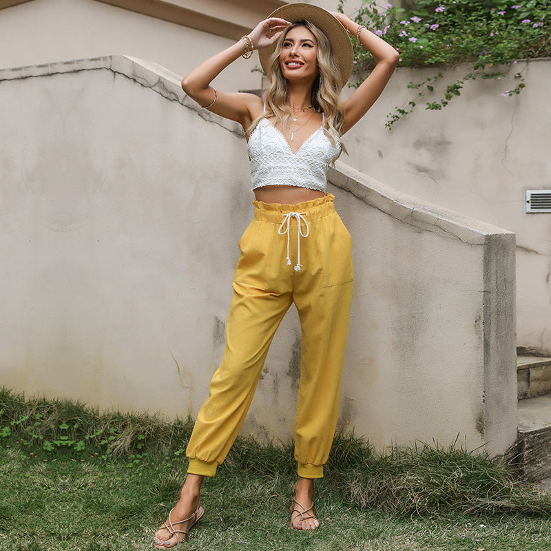 Flow Linen Cotton Drawstring Harem Pants