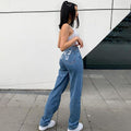 Indigo Straight Printed Washed Jeans