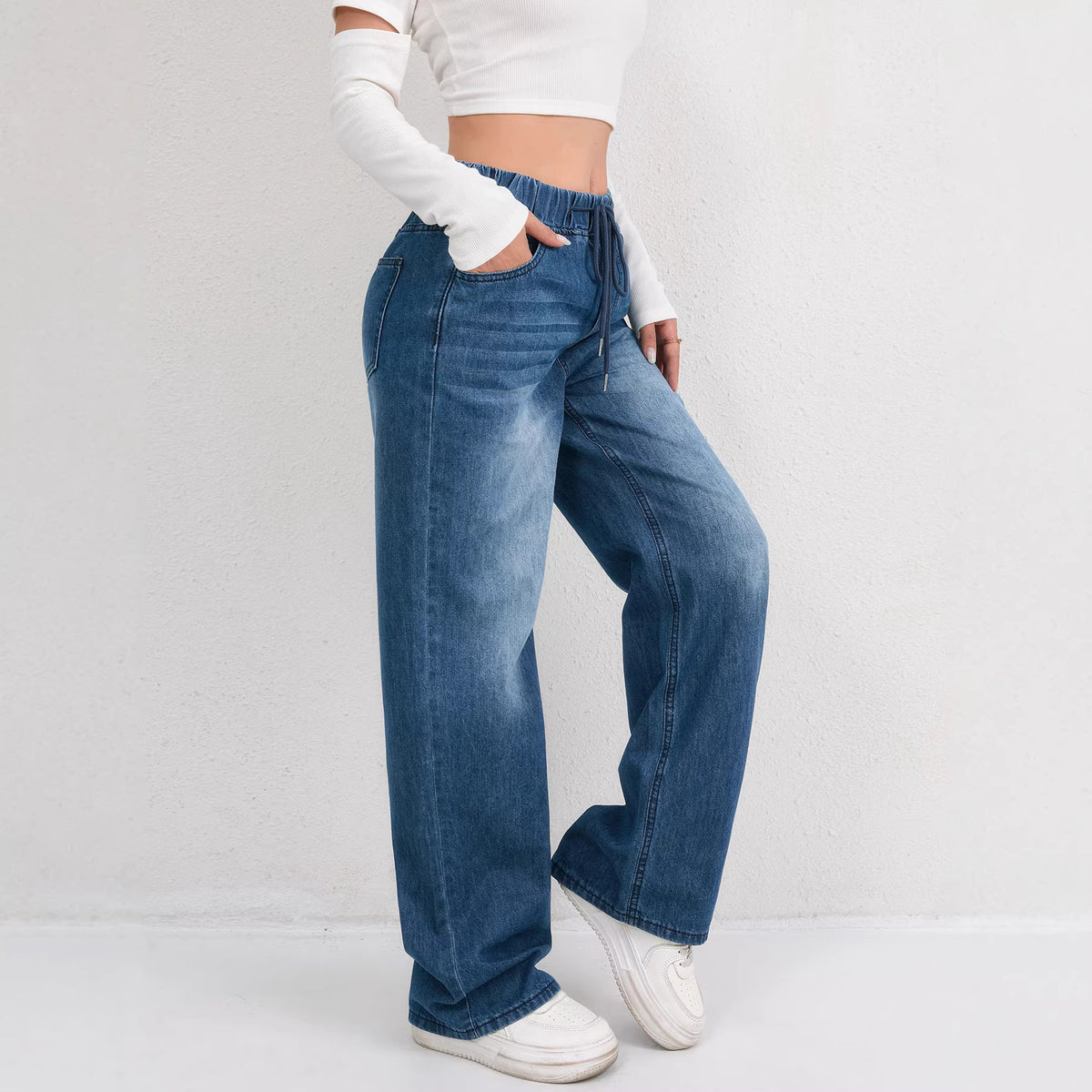 Indigo Denim Straight Jeans