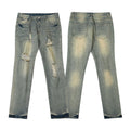Indigo Men's Ripped Straight Jeans