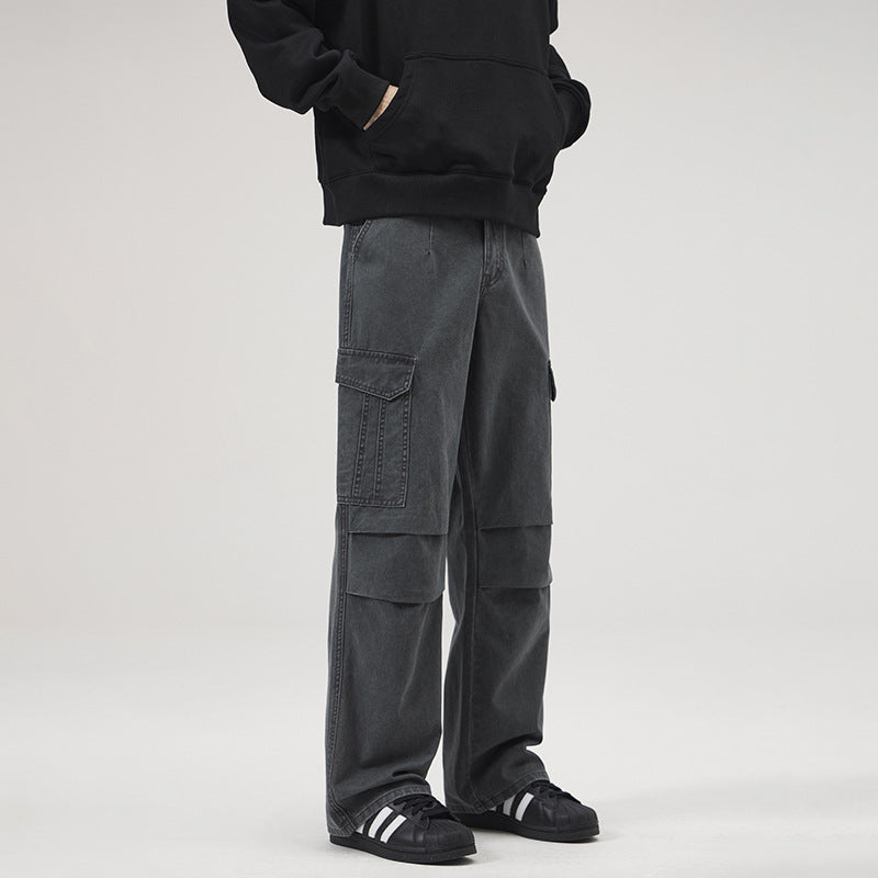 Rover Men's Multi-Pocket Pocket Washed Cargo Pants