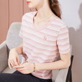 Aurelia Short-Sleeve Striped Embroidered T-Shirt