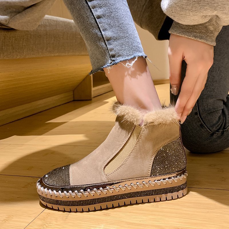 Stride Platform Rhinestone Ankle Boots