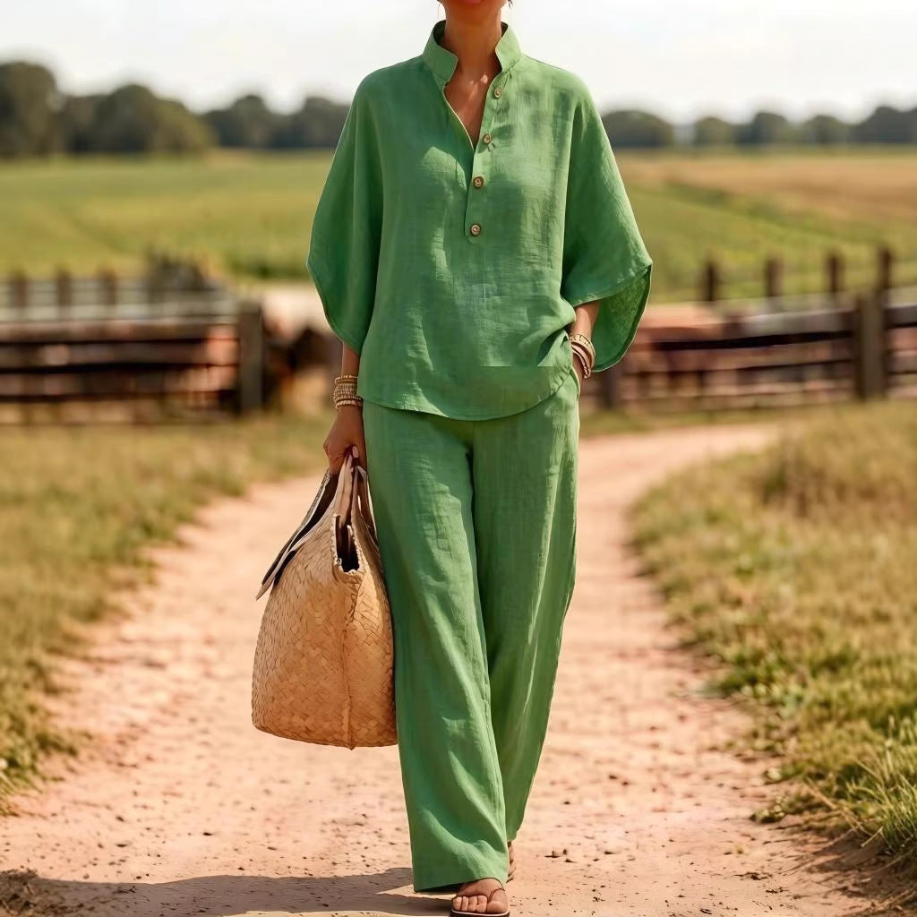 Flow Linen Wide-Leg Two-Piece Set