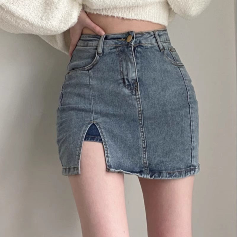 Sway High-Waist Retro Denim Skirt