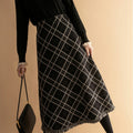 Nova Wool Midi Plaid Skirt