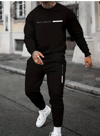 District Men's Long Crew-Neck Printed Co-ord Set