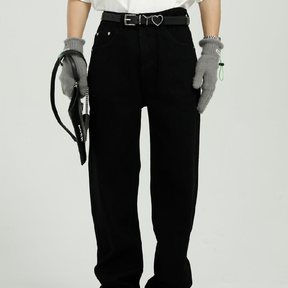 Indigo Relaxed Straight Zip Jeans